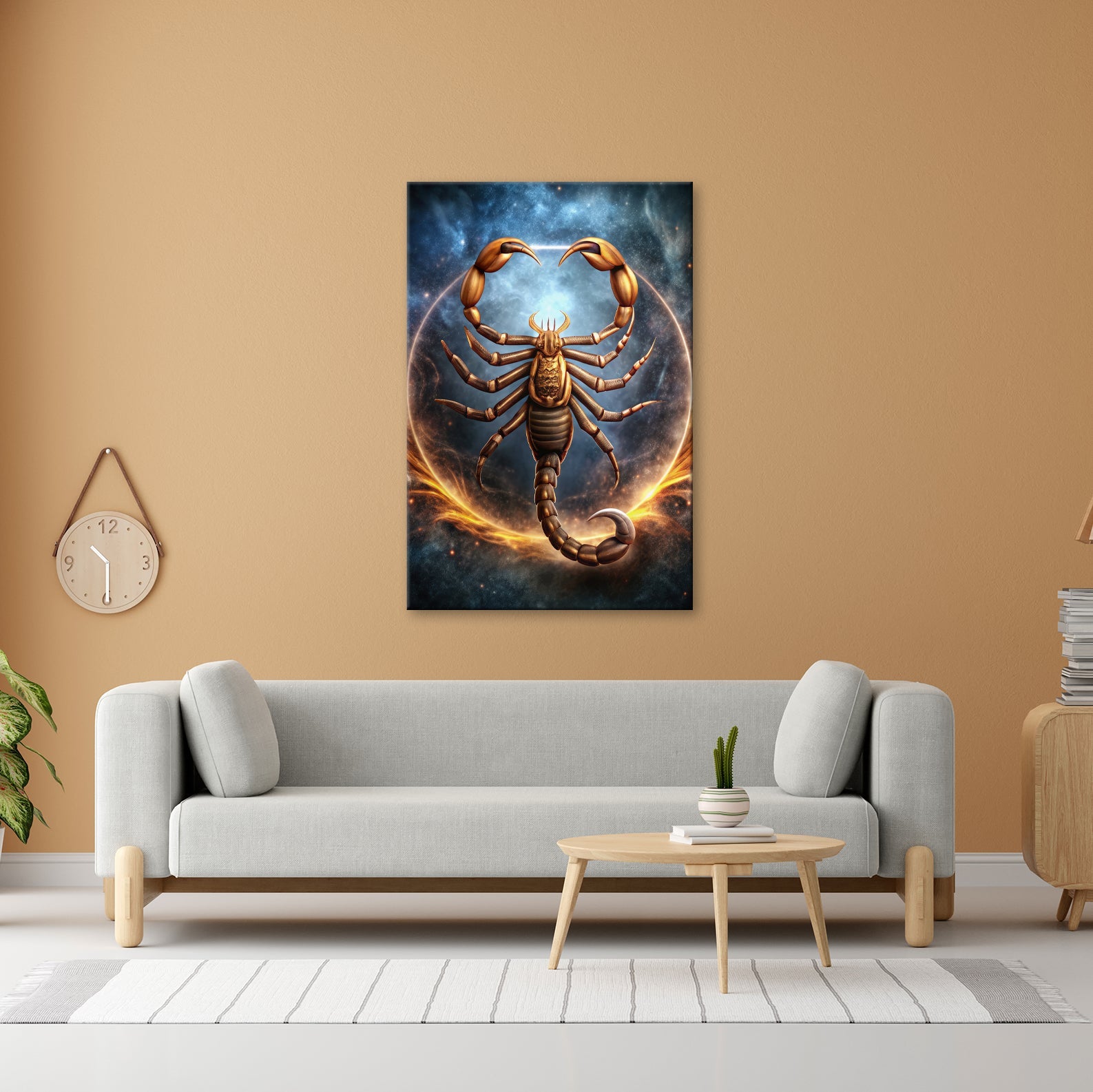 Leinwandbild Goldener Skorpion – Kosmischer Hintergrund XXL Wandbild - deyoli