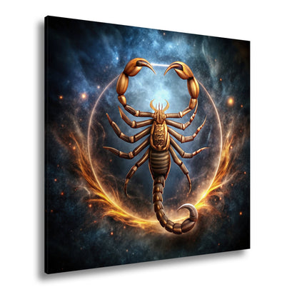 Leinwandbild Goldener Skorpion – Kosmischer Hintergrund XXL Wandbild - deyoli