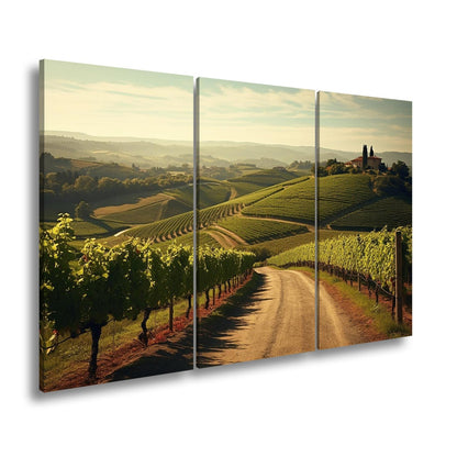 Leinwandbild Goldenes Licht über endlosen Weinbergen - deyoli