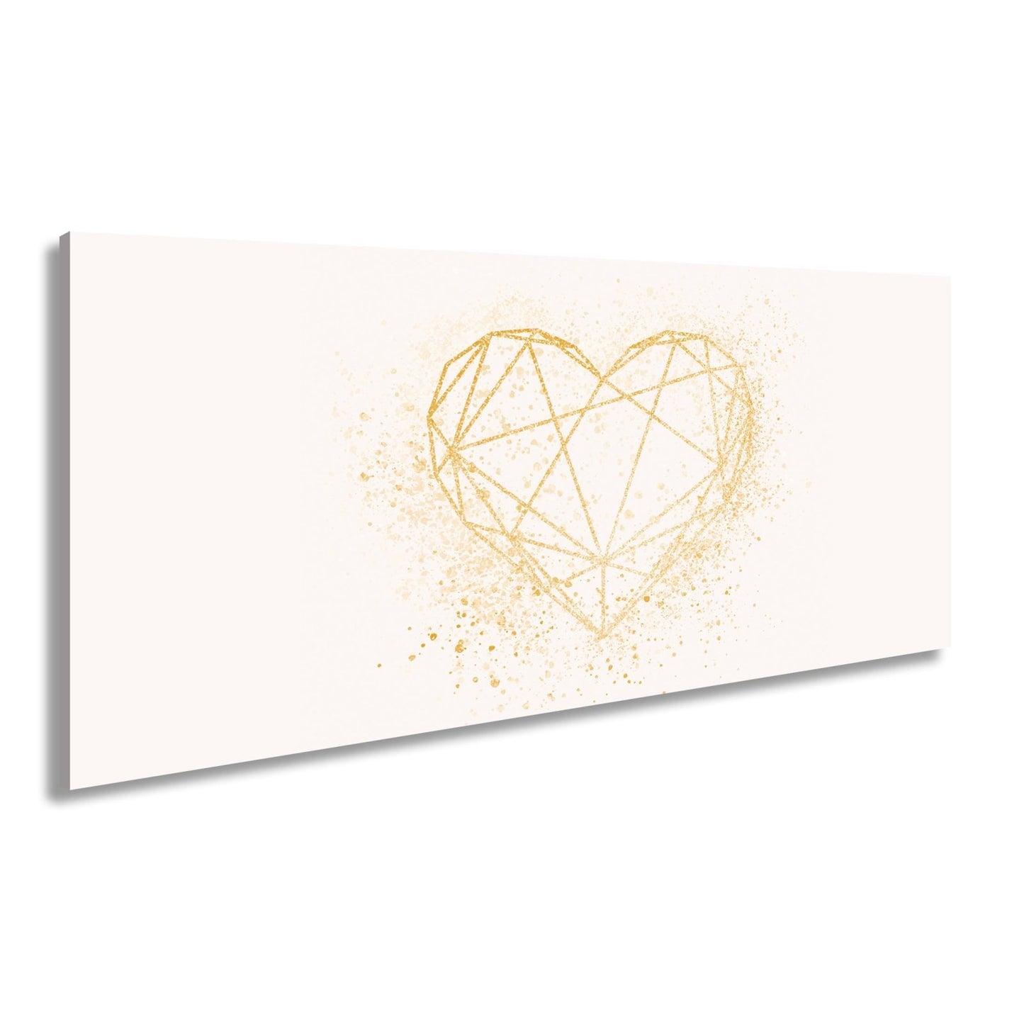 Leinwandbild Goldenes Linienherz im schimmernden Splatter - Design - deyoli