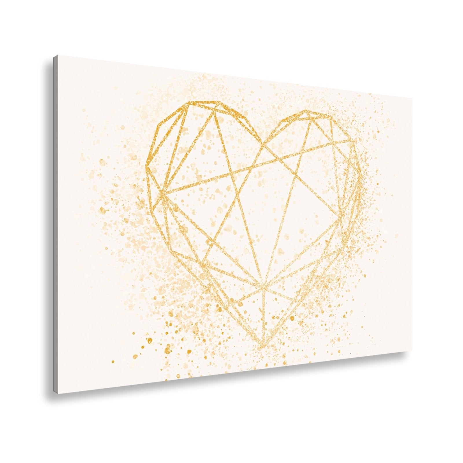 Leinwandbild Goldenes Linienherz im schimmernden Splatter - Design - deyoli