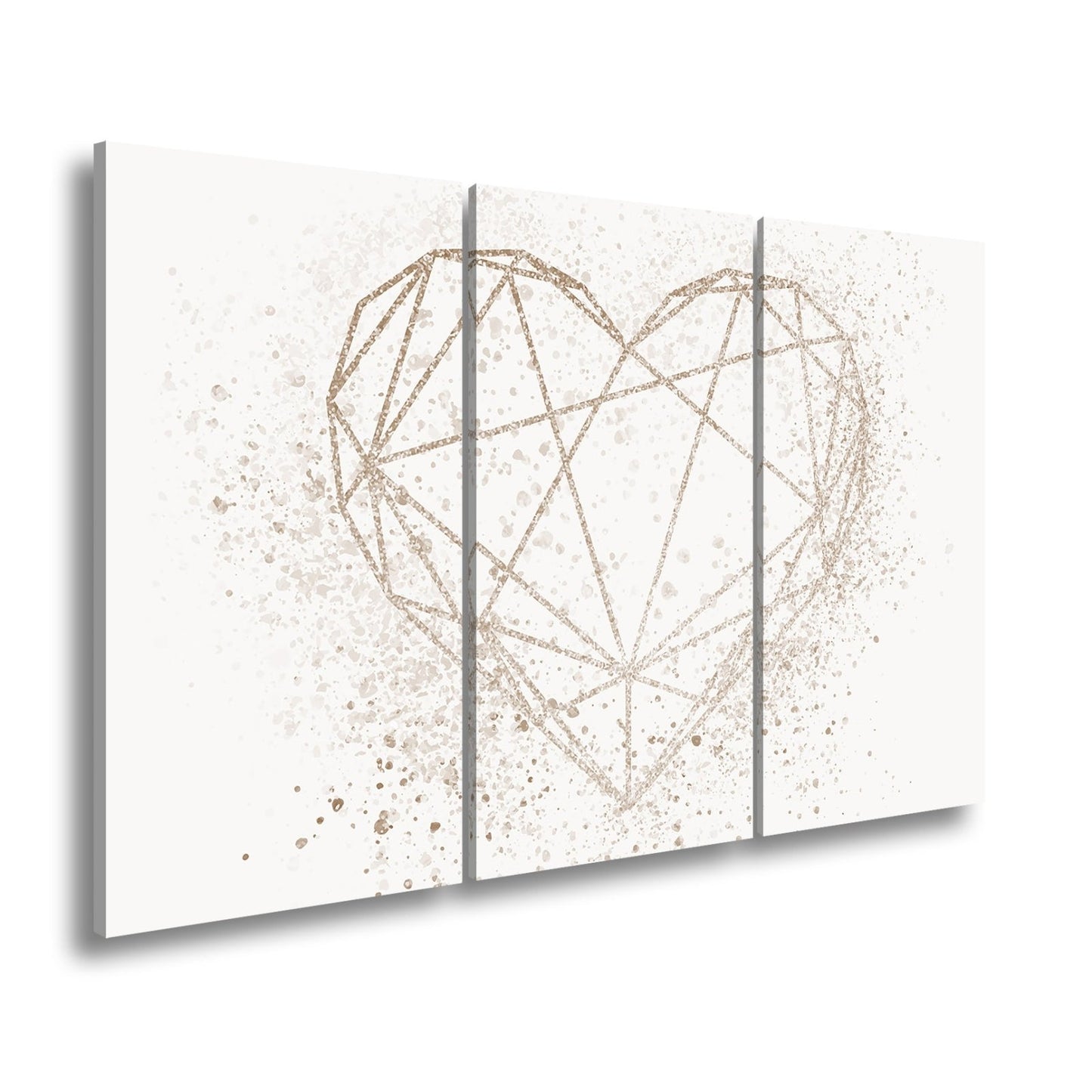 Leinwandbild Goldenes Linienherz im schimmernden Splatter - Design - deyoli