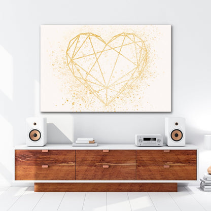 Leinwandbild Goldenes Linienherz im schimmernden Splatter - Design - deyoli