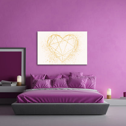 Leinwandbild Goldenes Linienherz im schimmernden Splatter - Design - deyoli