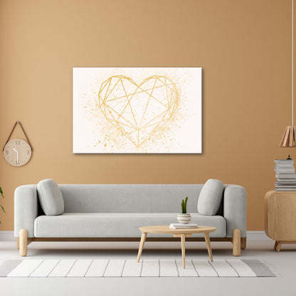 Leinwandbild Goldenes Linienherz im schimmernden Splatter - Design - deyoli