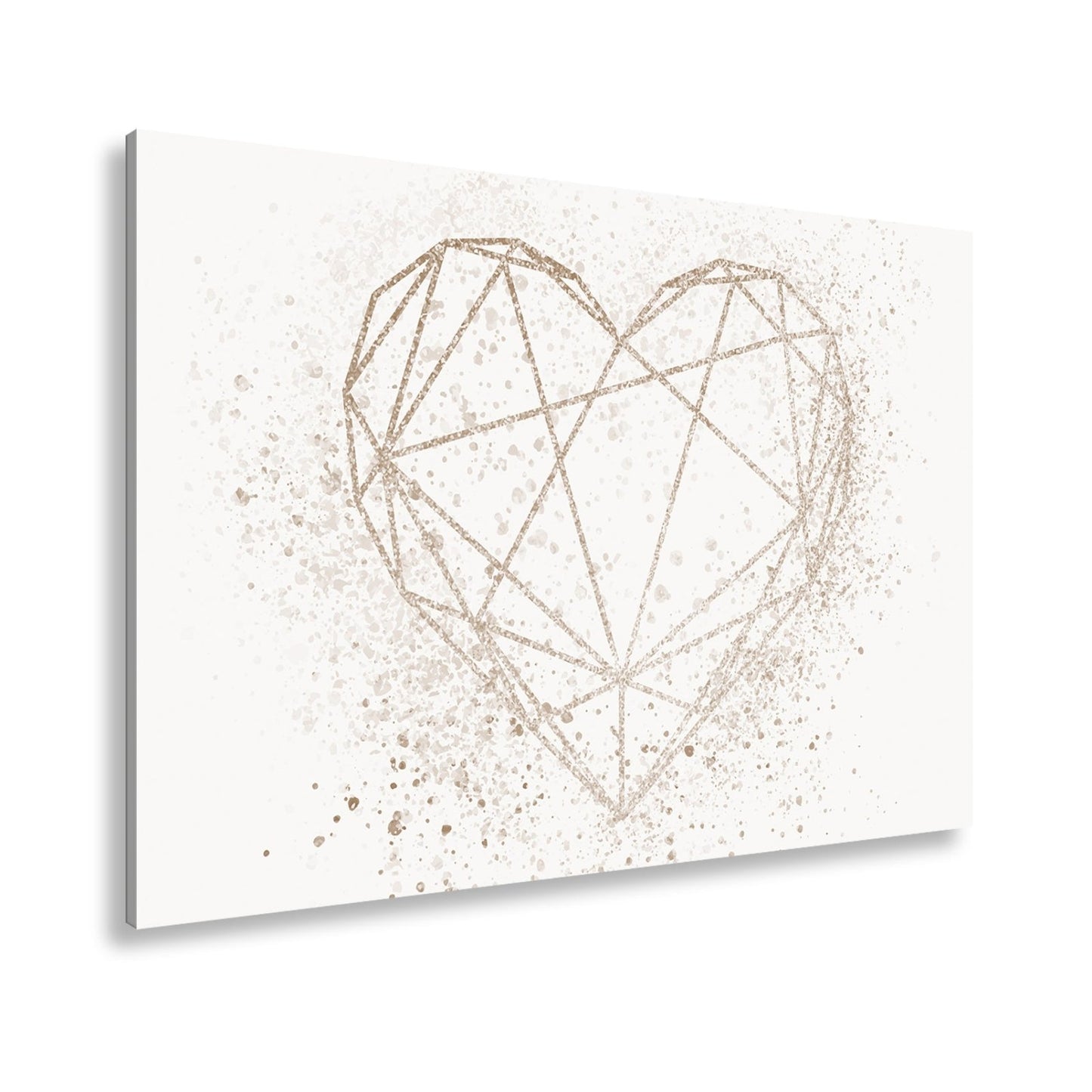 Leinwandbild Goldenes Linienherz im schimmernden Splatter - Design - deyoli