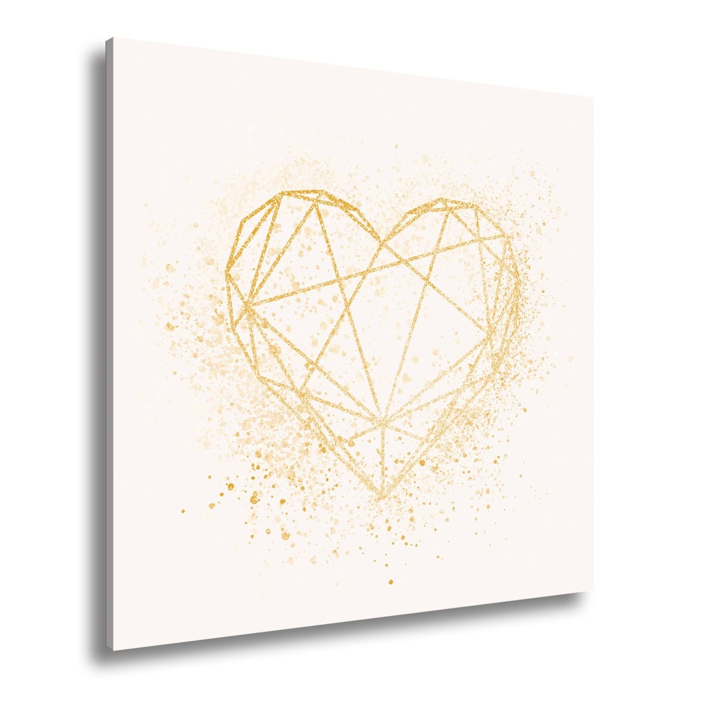 Leinwandbild Goldenes Linienherz im schimmernden Splatter - Design - deyoli