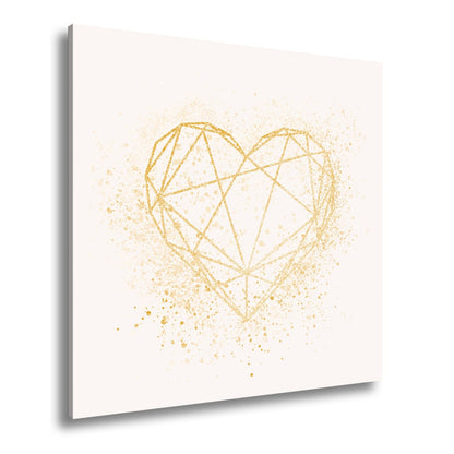 Leinwandbild Goldenes Linienherz im schimmernden Splatter - Design - deyoli