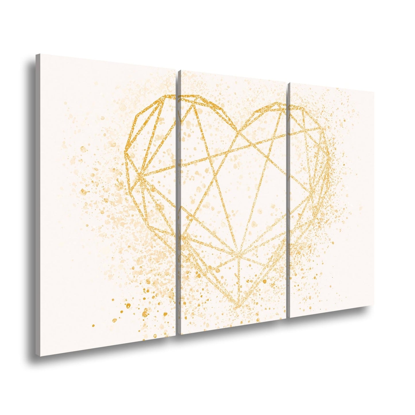 Leinwandbild Goldenes Linienherz im schimmernden Splatter - Design - deyoli