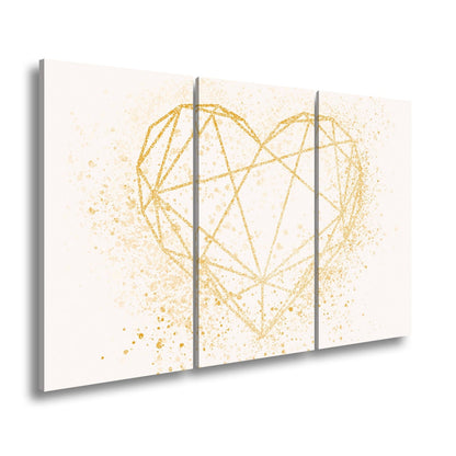 Leinwandbild Goldenes Linienherz im schimmernden Splatter - Design - deyoli
