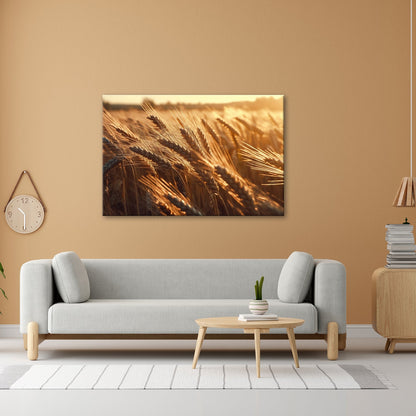 Leinwandbild Goldenes Weizenfeld – Tanzt im Abendlicht XXL Wandbild - deyoli
