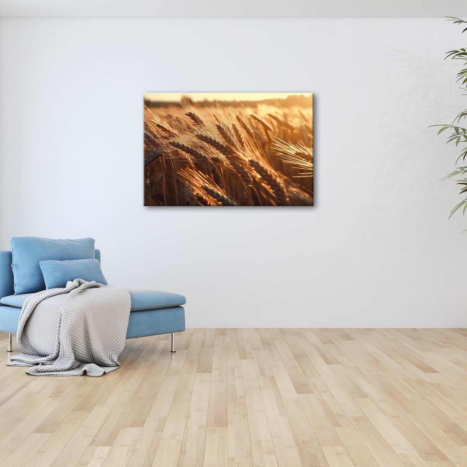 Leinwandbild Goldenes Weizenfeld – Tanzt im Abendlicht XXL Wandbild - deyoli