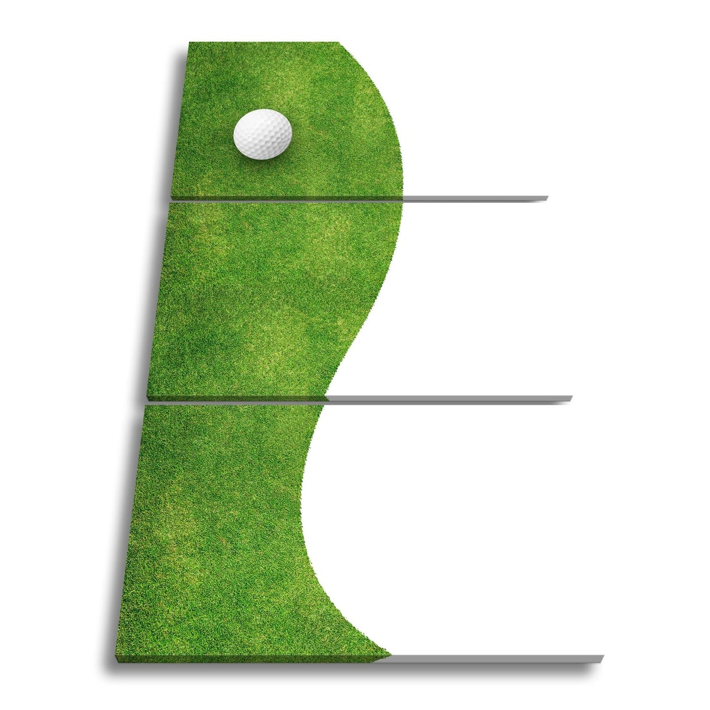 Leinwandbild Golfball ruht auf präzise geschnittenem Grün. - deyoli