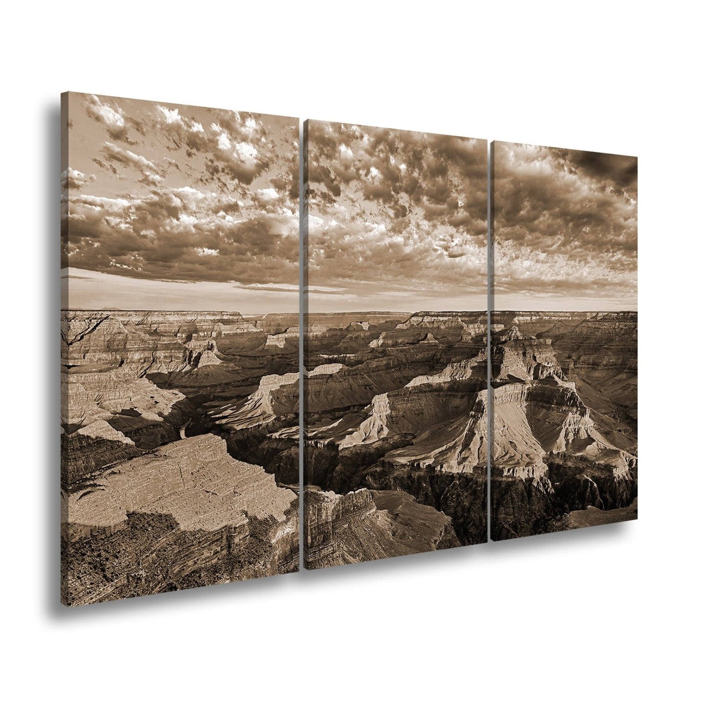 Leinwandbild Grand Canyon XXL – Sonnenlicht malt goldene Schatten in die Weiten - deyoli