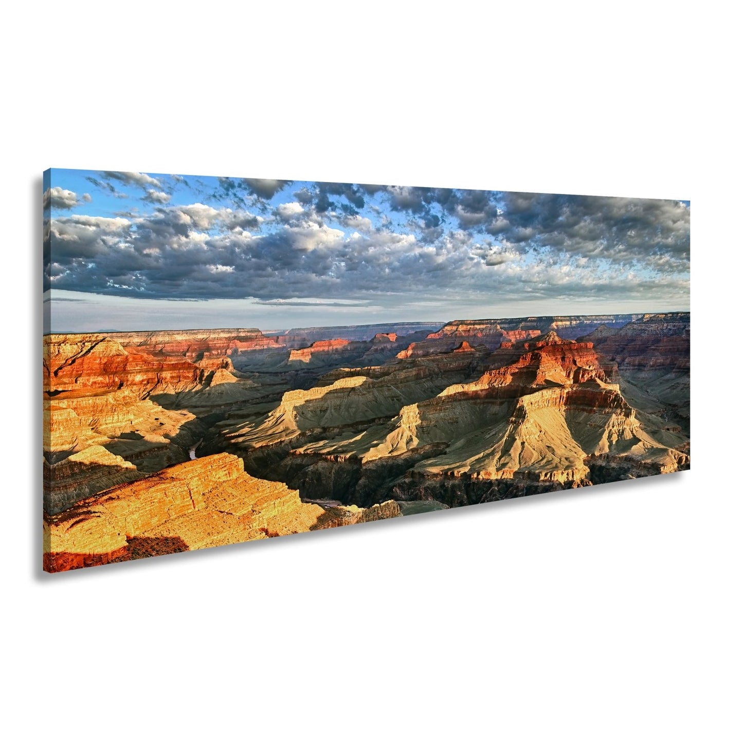 Leinwandbild Grand Canyon XXL – Sonnenlicht malt goldene Schatten in die Weiten - deyoli