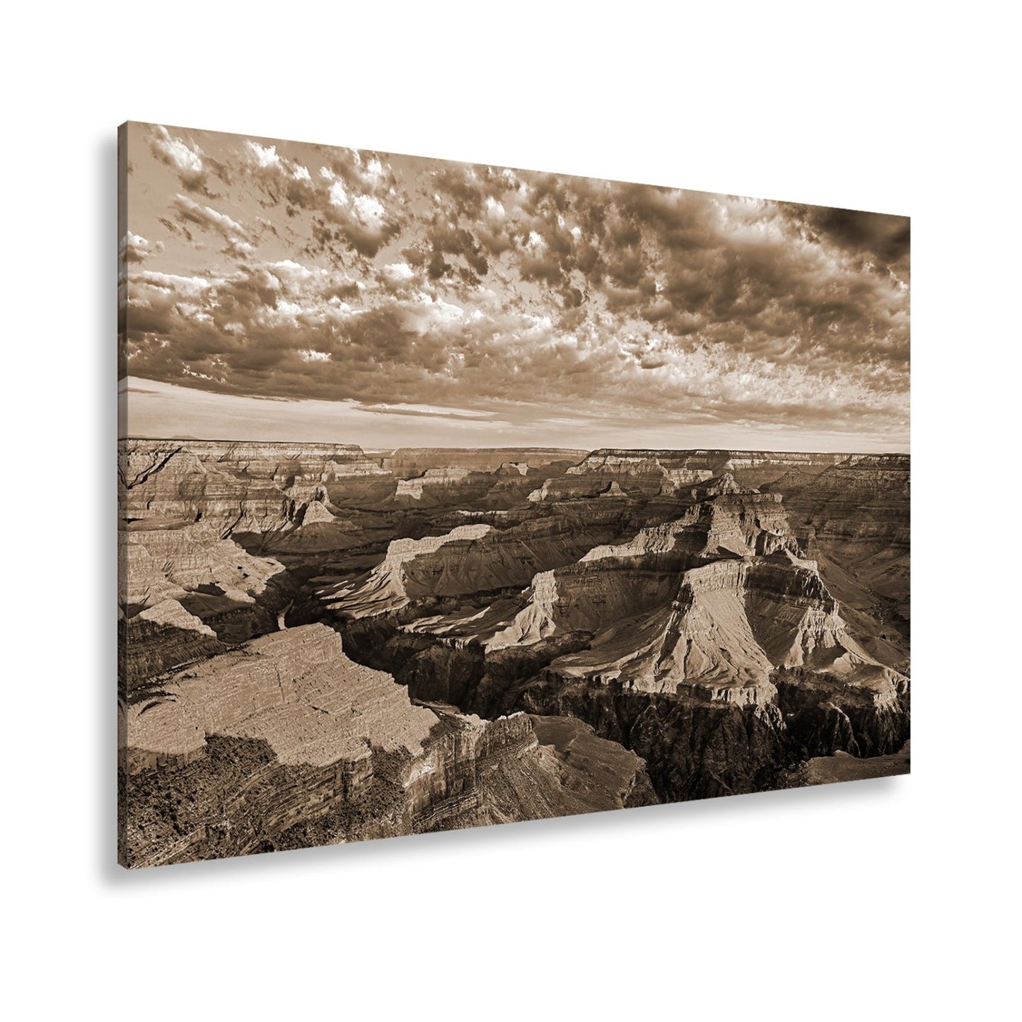 Leinwandbild Grand Canyon XXL – Sonnenlicht malt goldene Schatten in die Weiten - deyoli