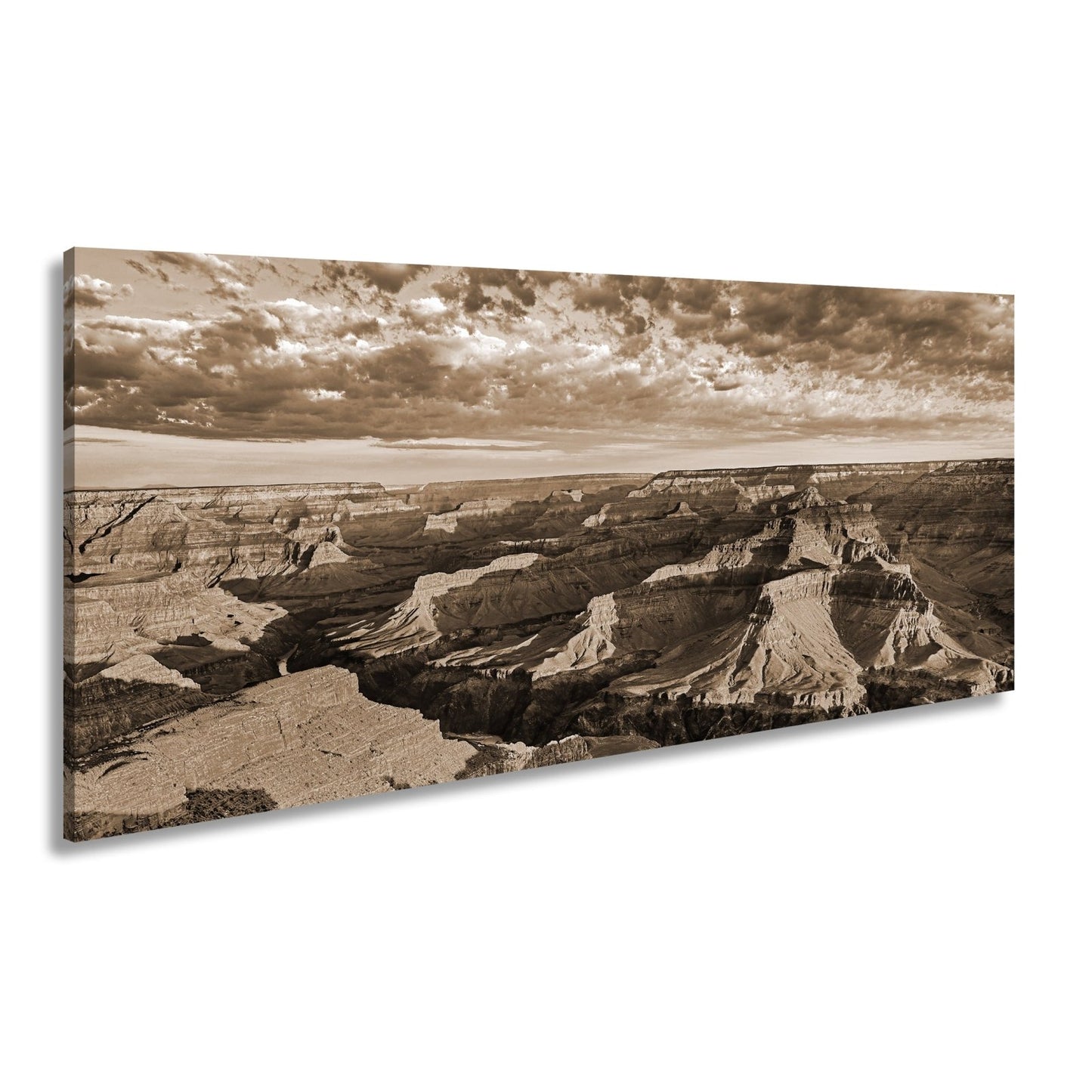 Leinwandbild Grand Canyon XXL – Sonnenlicht malt goldene Schatten in die Weiten - deyoli
