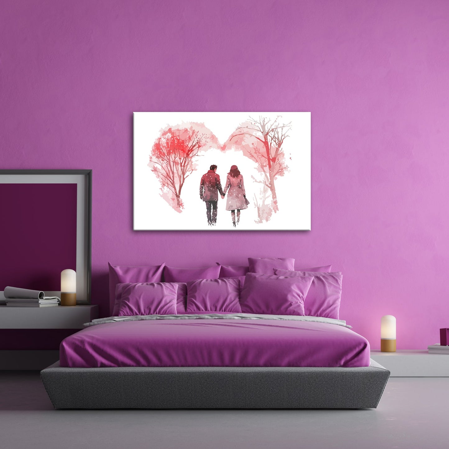 Leinwandbild Hand in Hand durch zarte Winterfarben der Liebe - deyoli