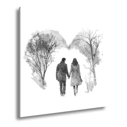 Leinwandbild Hand in Hand durch zarte Winterfarben der Liebe - deyoli