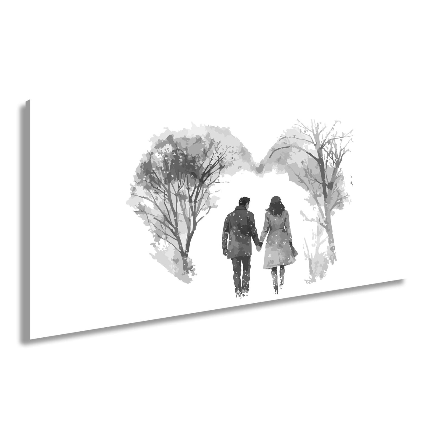 Leinwandbild Hand in Hand durch zarte Winterfarben der Liebe - deyoli