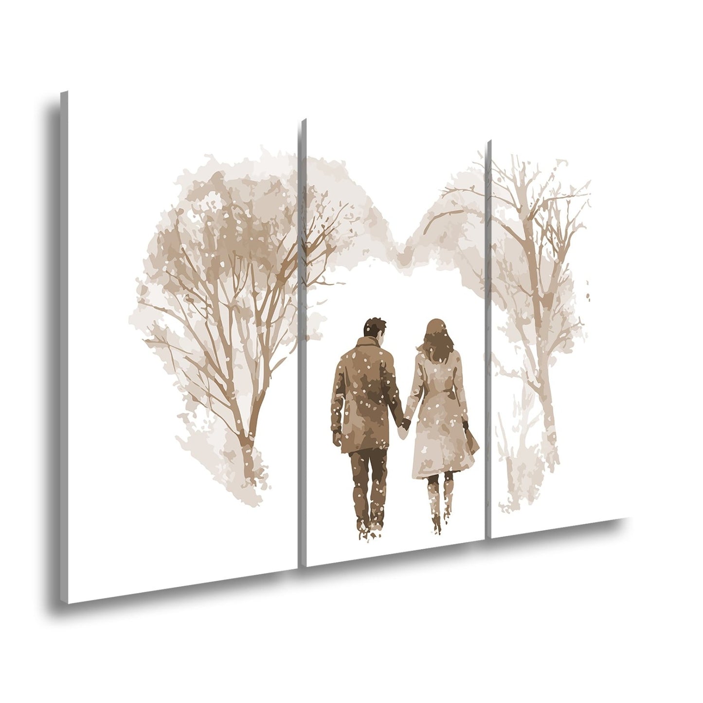 Leinwandbild Hand in Hand durch zarte Winterfarben der Liebe - deyoli