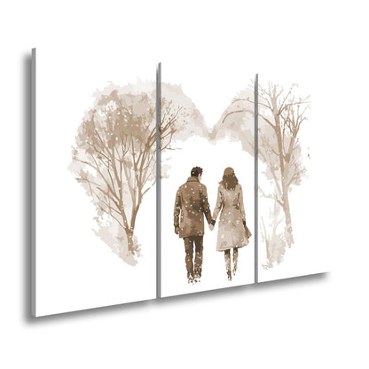 Leinwandbild Hand in Hand durch zarte Winterfarben der Liebe - deyoli