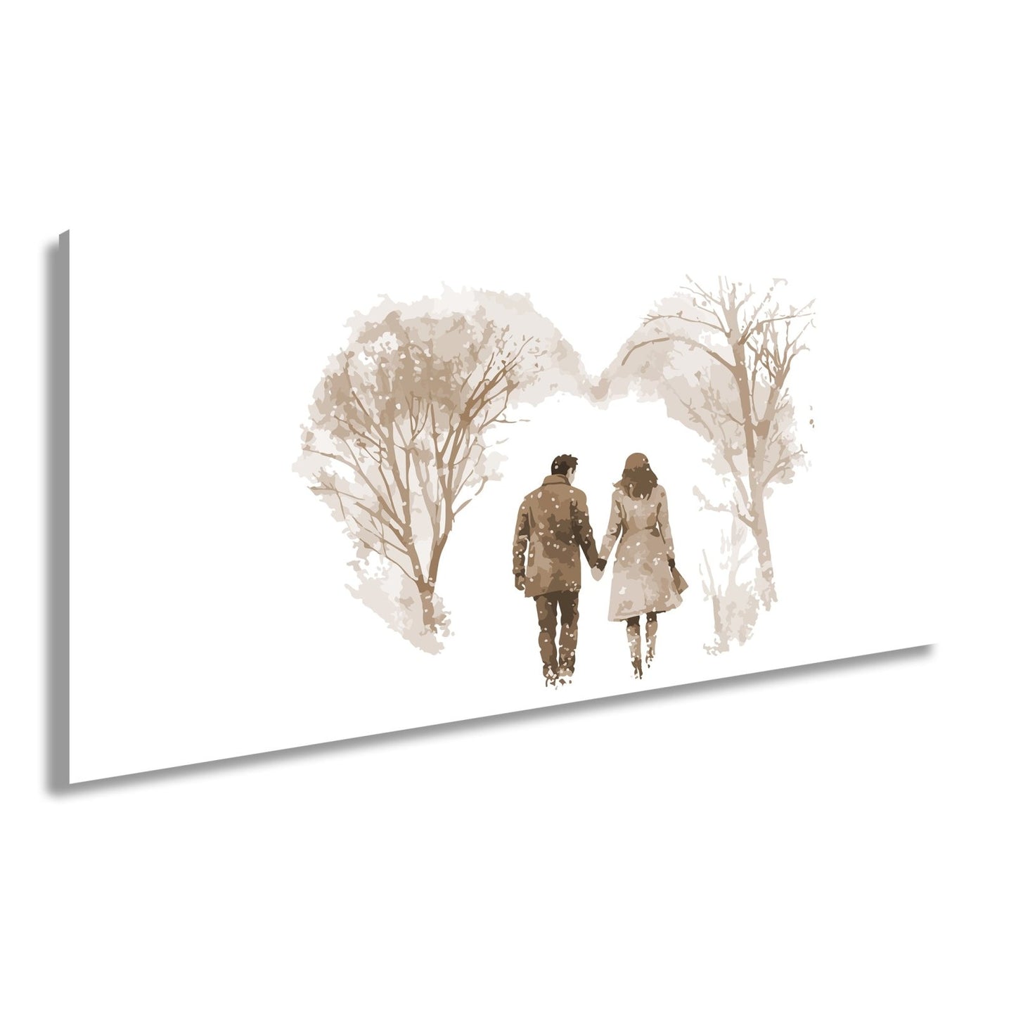 Leinwandbild Hand in Hand durch zarte Winterfarben der Liebe - deyoli