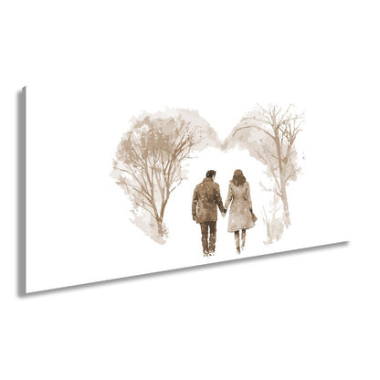 Leinwandbild Hand in Hand durch zarte Winterfarben der Liebe - deyoli