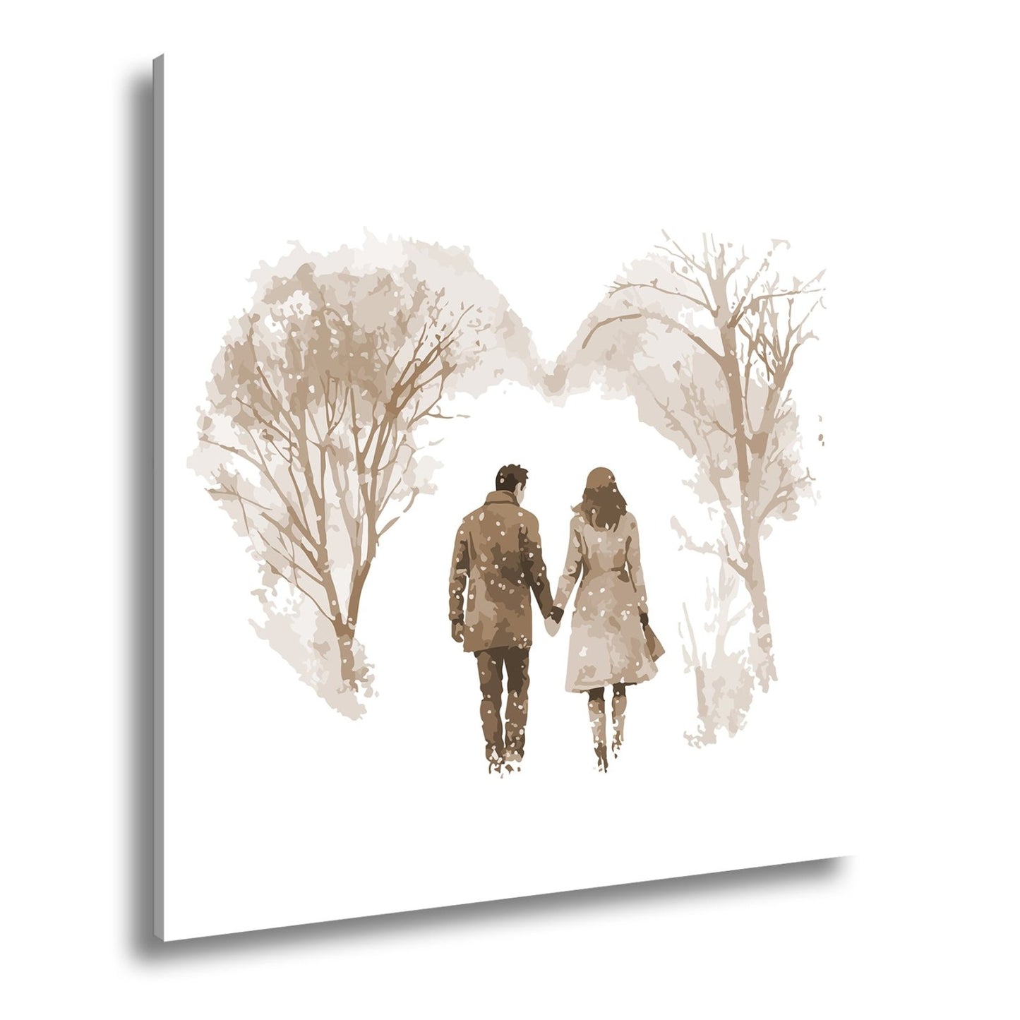 Leinwandbild Hand in Hand durch zarte Winterfarben der Liebe - deyoli