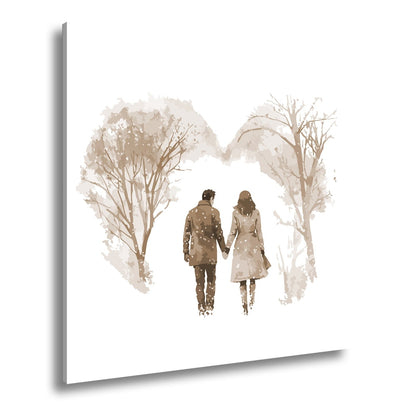 Leinwandbild Hand in Hand durch zarte Winterfarben der Liebe - deyoli