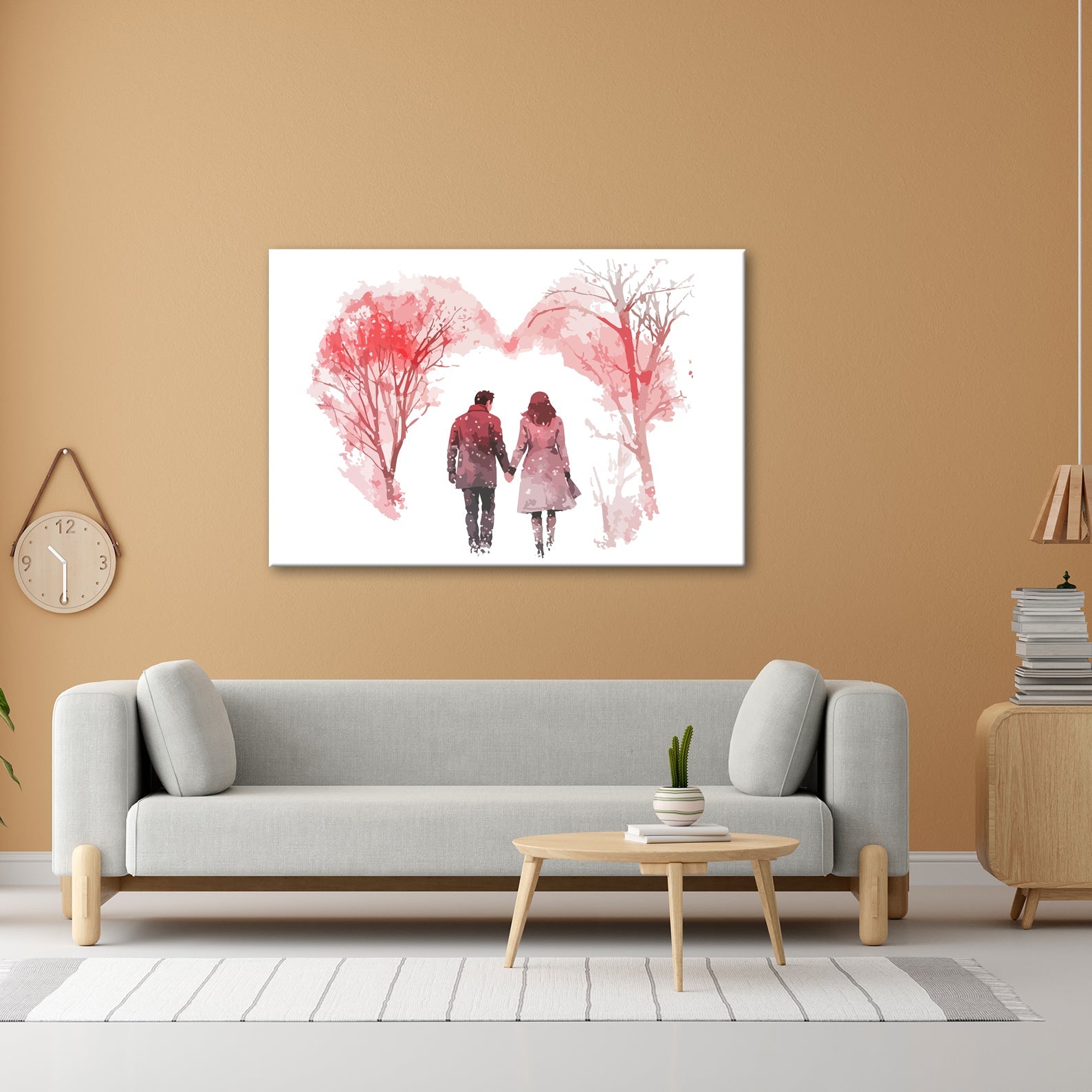 Leinwandbild Hand in Hand durch zarte Winterfarben der Liebe - deyoli