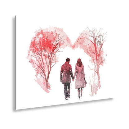 Leinwandbild Hand in Hand durch zarte Winterfarben der Liebe - deyoli