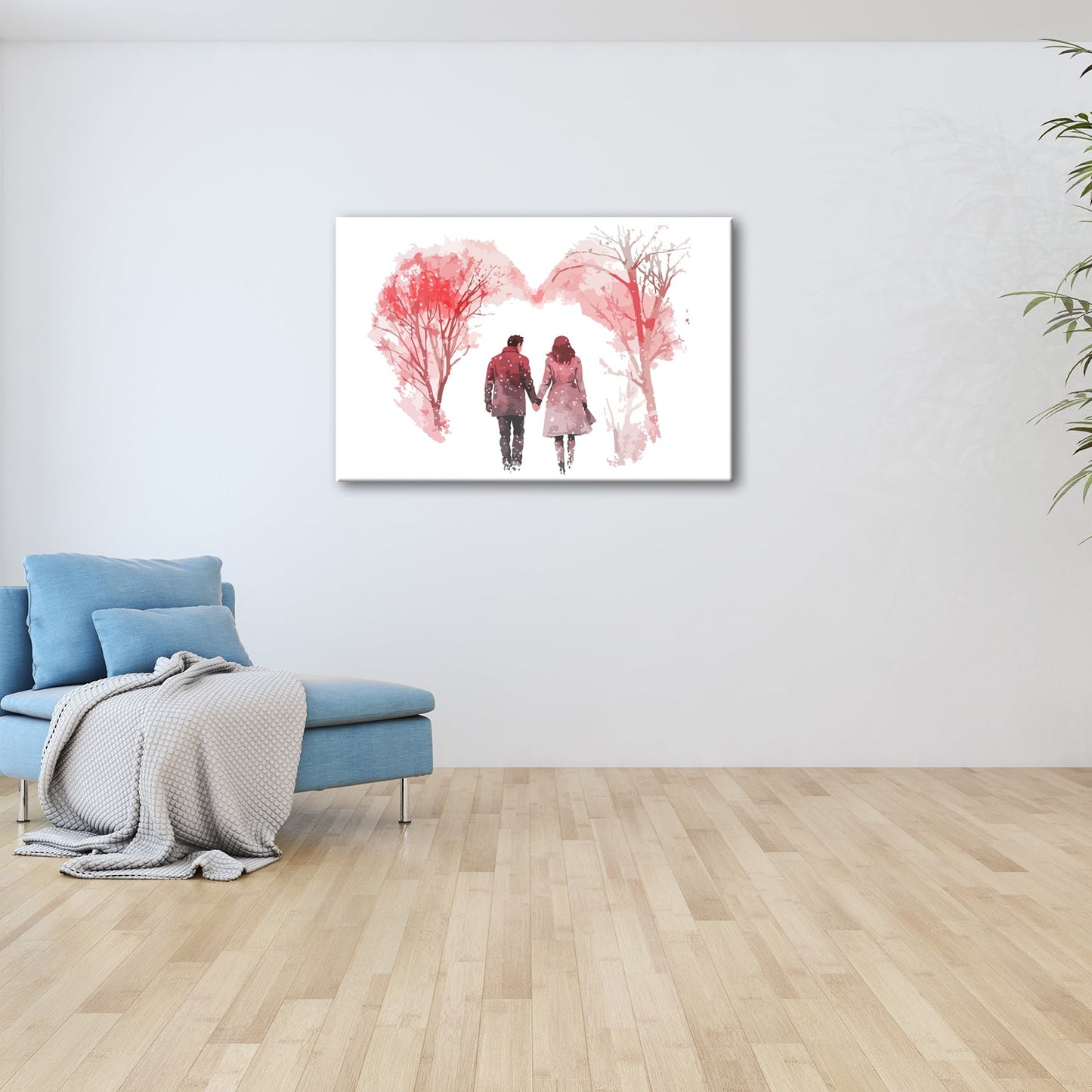 Leinwandbild Hand in Hand durch zarte Winterfarben der Liebe - deyoli