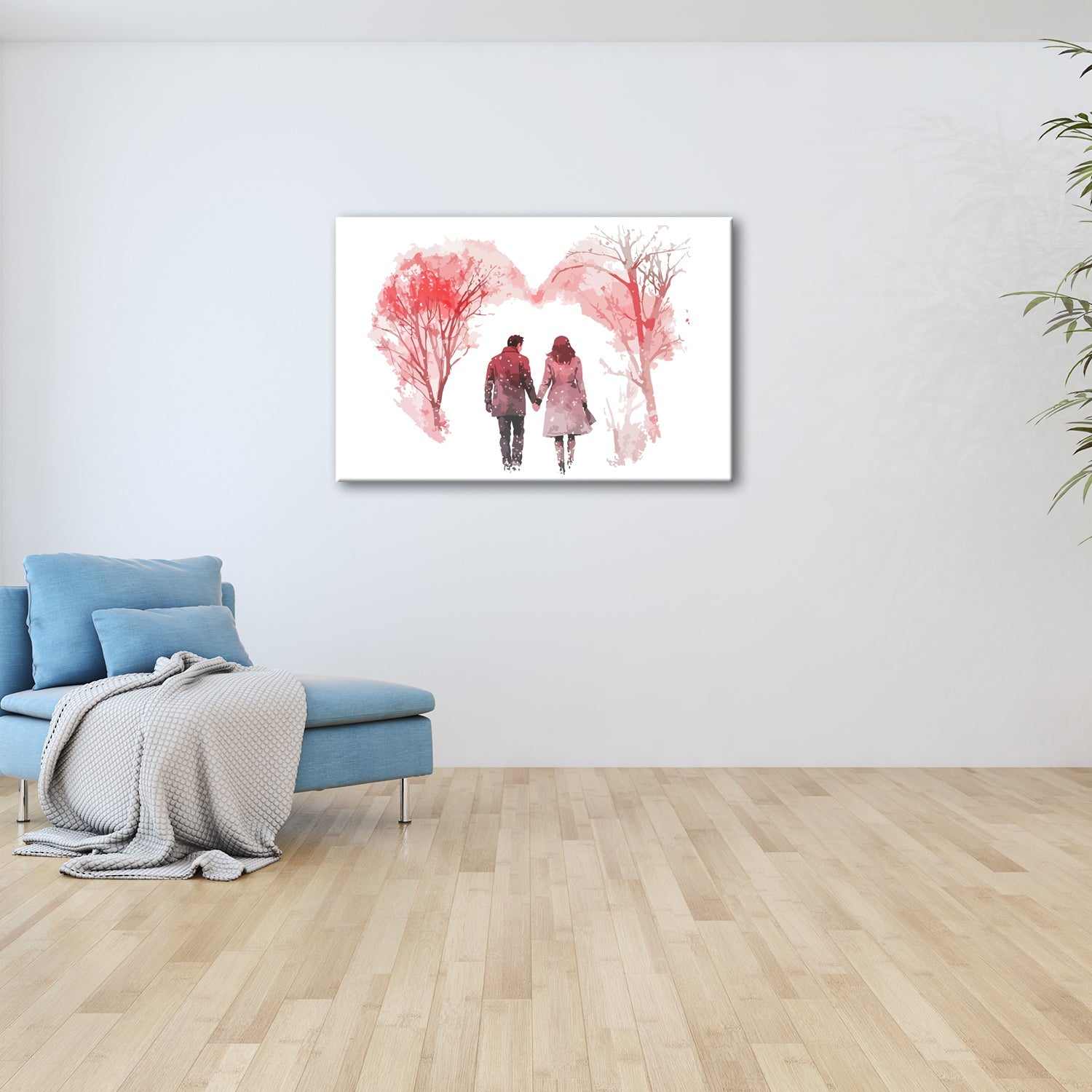 Leinwandbild Hand in Hand durch zarte Winterfarben der Liebe - deyoli