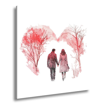 Leinwandbild Hand in Hand durch zarte Winterfarben der Liebe - deyoli