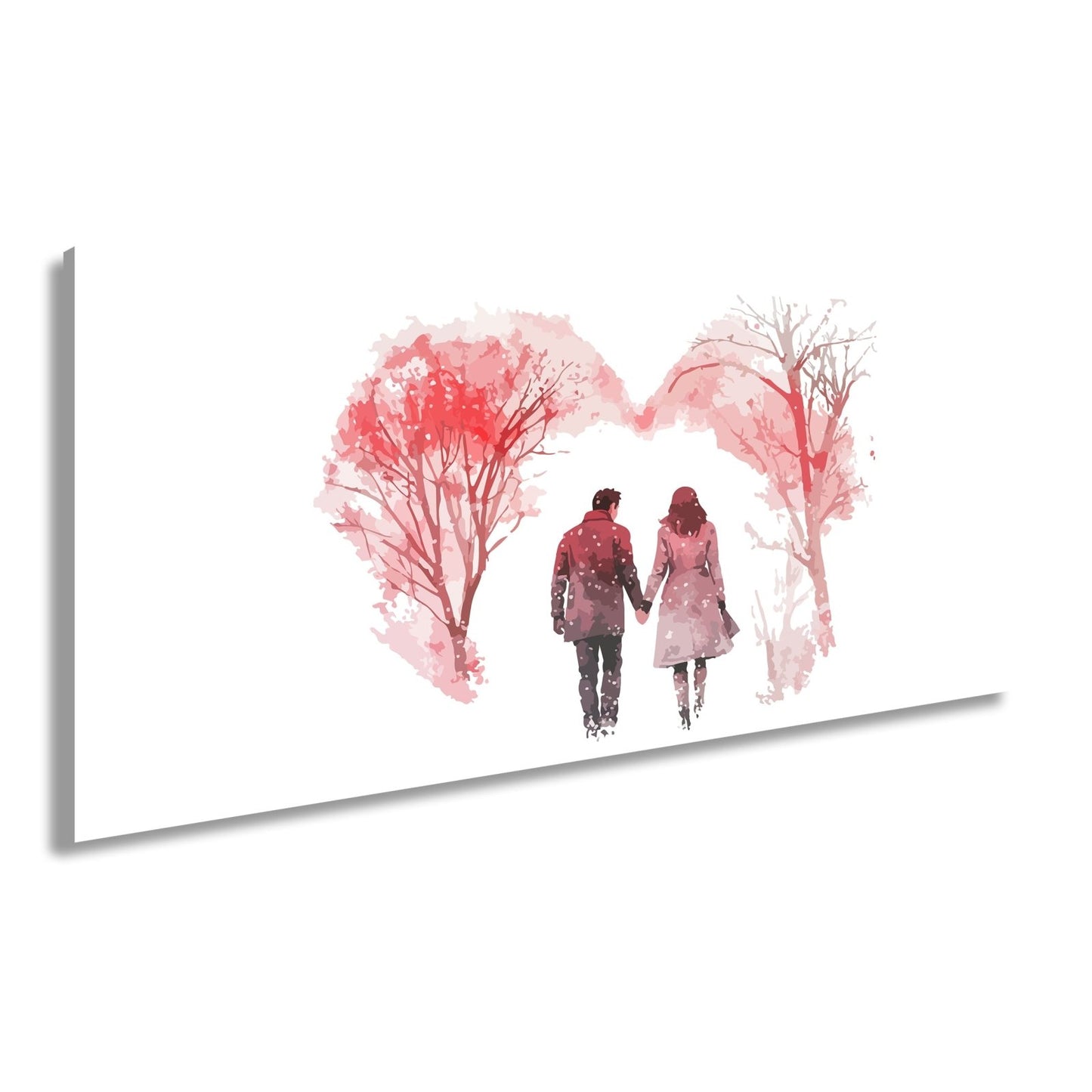 Leinwandbild Hand in Hand durch zarte Winterfarben der Liebe - deyoli