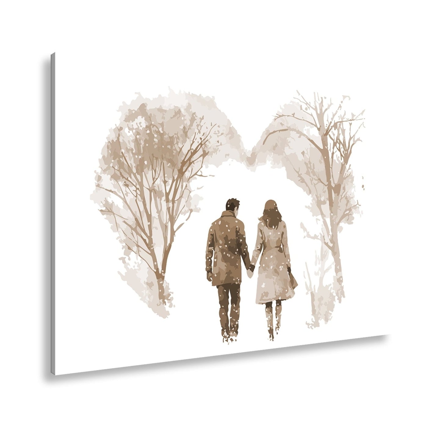 Leinwandbild Hand in Hand durch zarte Winterfarben der Liebe - deyoli