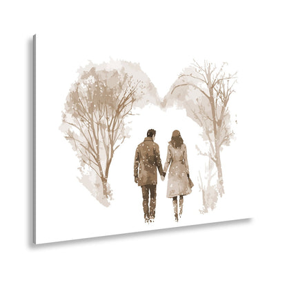 Leinwandbild Hand in Hand durch zarte Winterfarben der Liebe - deyoli