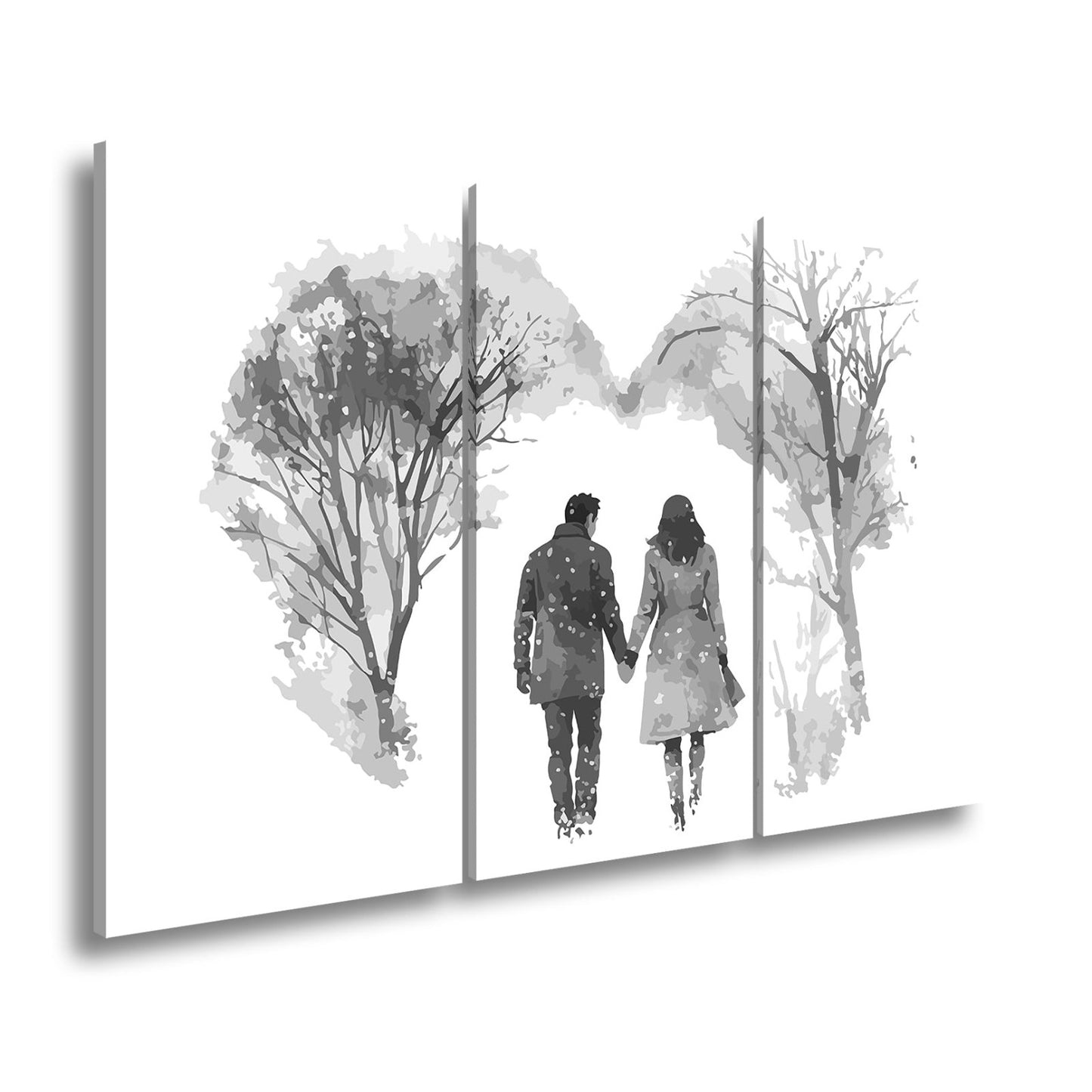 Leinwandbild Hand in Hand durch zarte Winterfarben der Liebe - deyoli