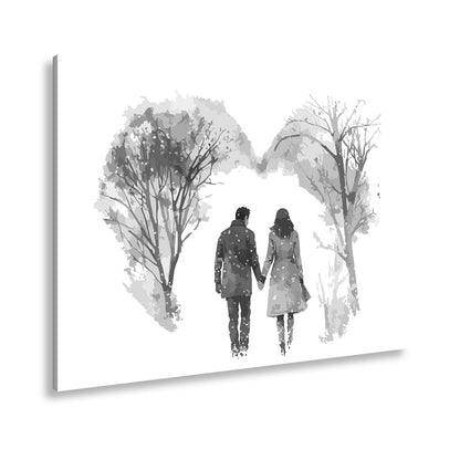 Leinwandbild Hand in Hand durch zarte Winterfarben der Liebe - deyoli