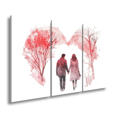 Leinwandbild Hand in Hand durch zarte Winterfarben der Liebe - deyoli