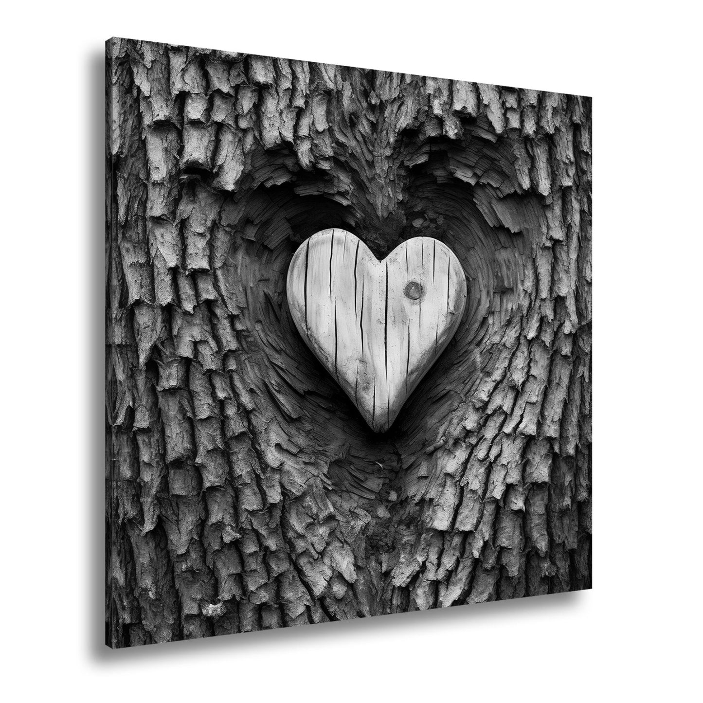 Leinwandbild Handwerk der Natur – geschnitzte Liebe im Baumherz. - deyoli