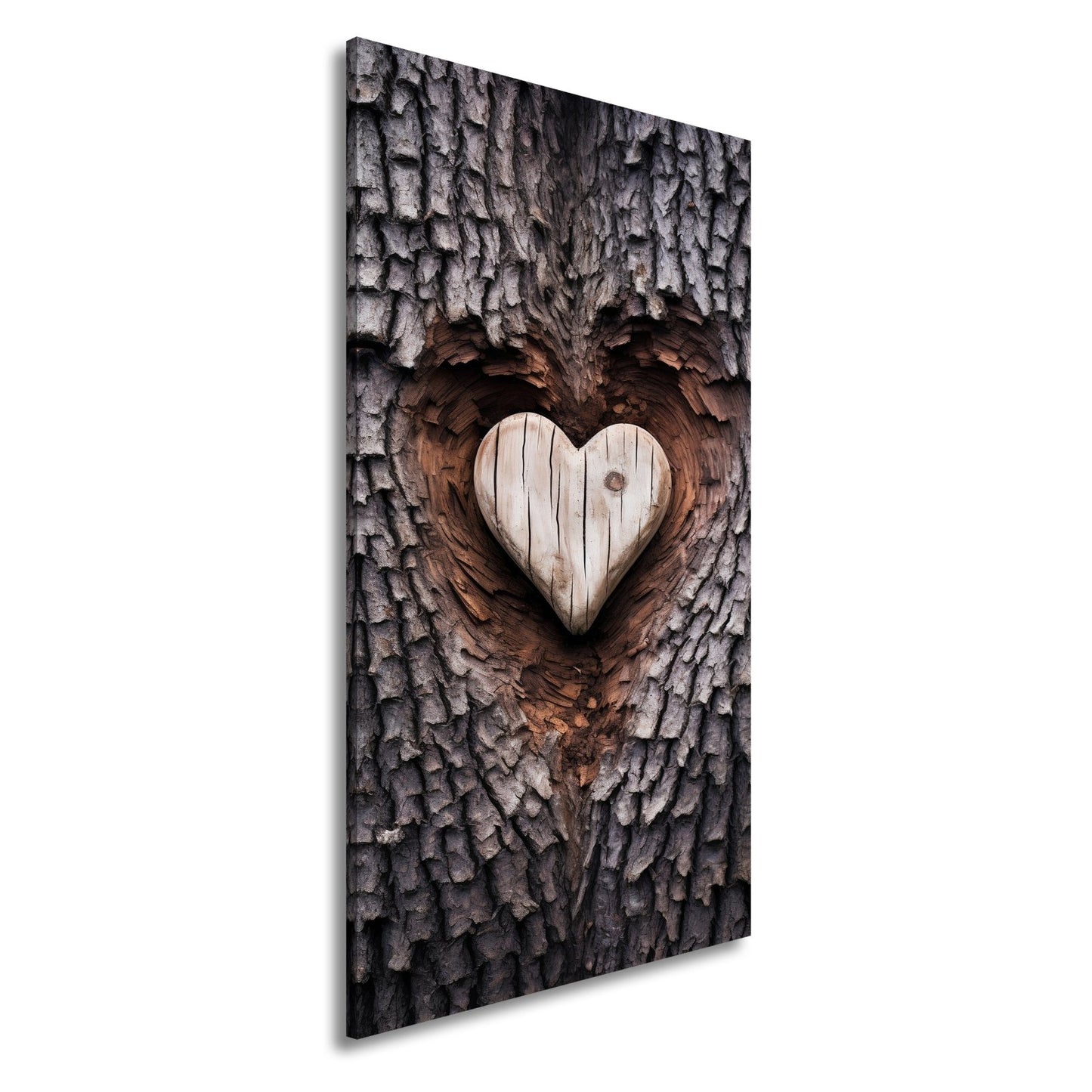 Leinwandbild Handwerk der Natur – geschnitzte Liebe im Baumherz. - deyoli