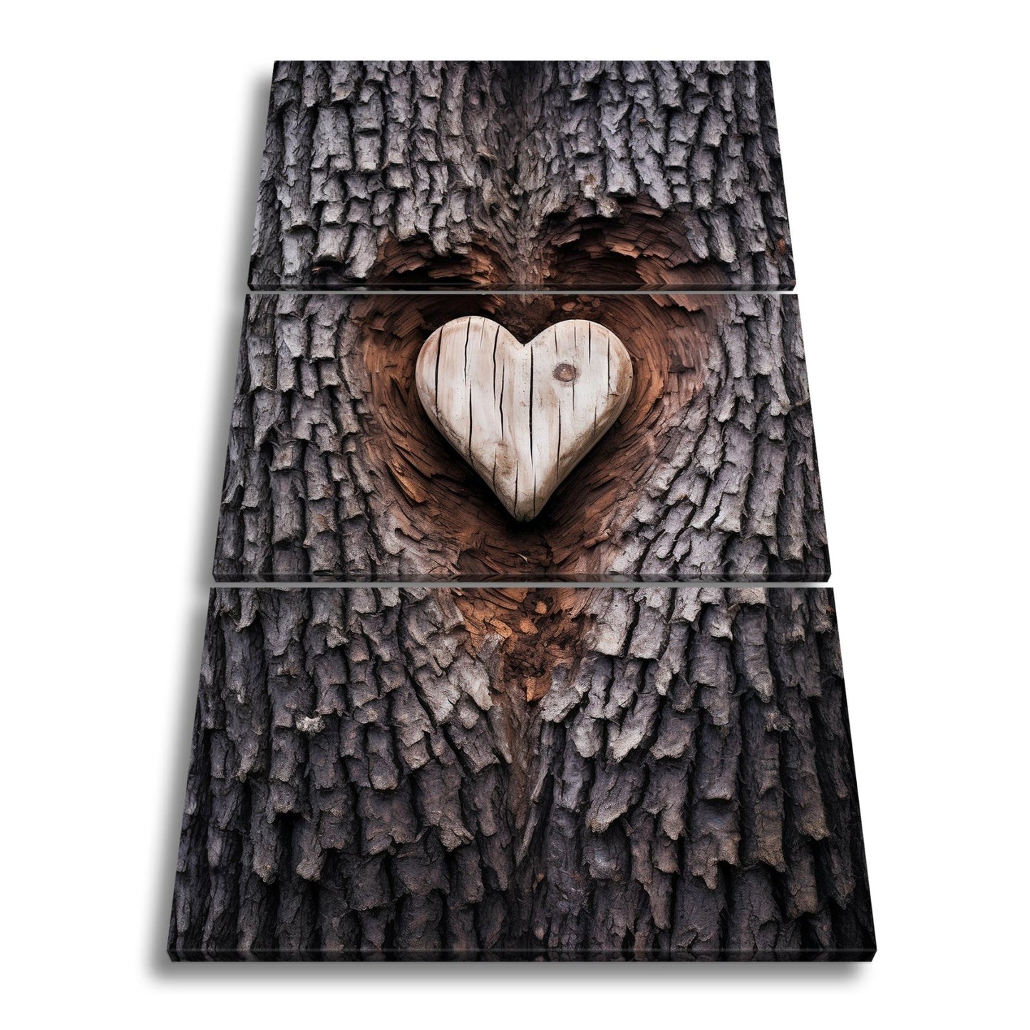 Leinwandbild Handwerk der Natur – geschnitzte Liebe im Baumherz. - deyoli