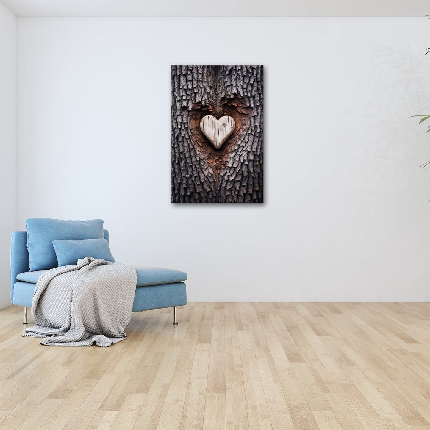 Leinwandbild Handwerk der Natur – geschnitzte Liebe im Baumherz. - deyoli