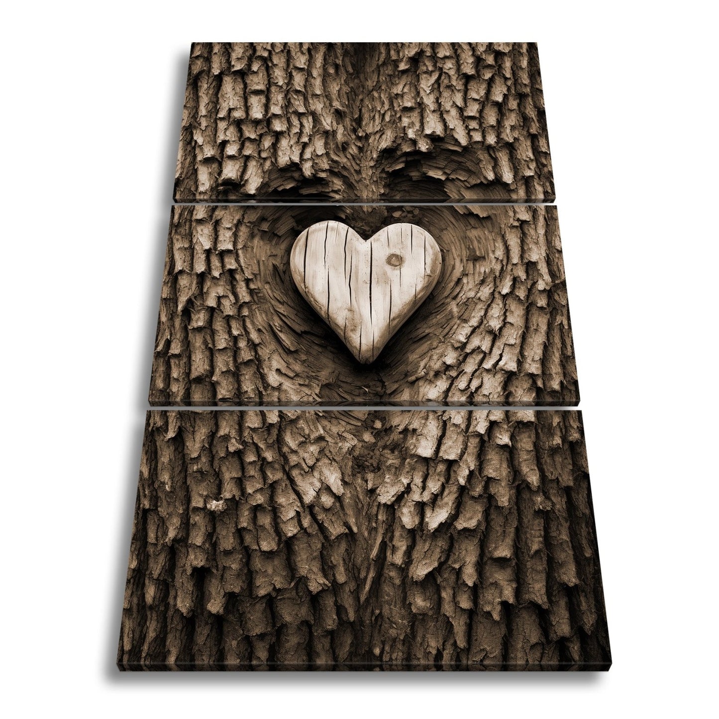 Leinwandbild Handwerk der Natur – geschnitzte Liebe im Baumherz. - deyoli