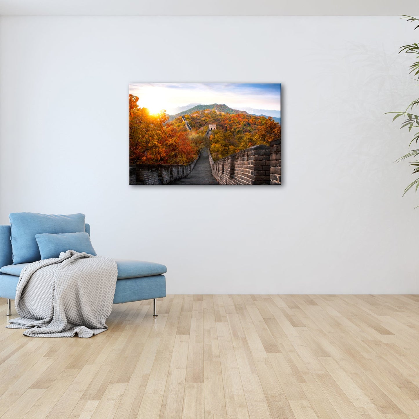 Leinwandbild Herbstglanz an der Großen Mauer – Geschichte im Farbenmeer. - deyoli
