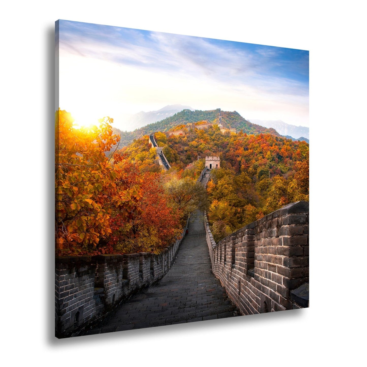 Leinwandbild Herbstglanz an der Großen Mauer – Geschichte im Farbenmeer. - deyoli