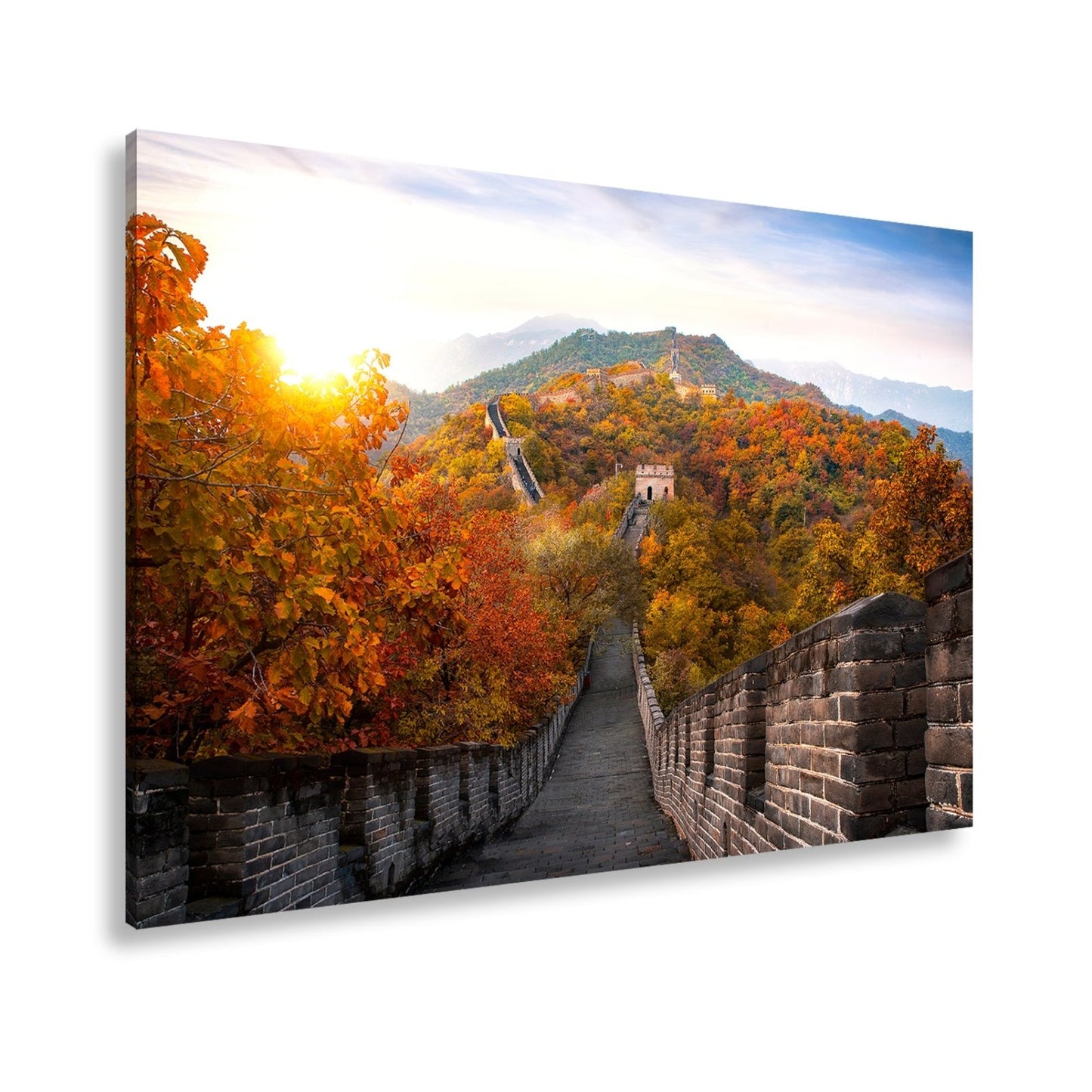 Leinwandbild Herbstglanz an der Großen Mauer – Geschichte im Farbenmeer. - deyoli