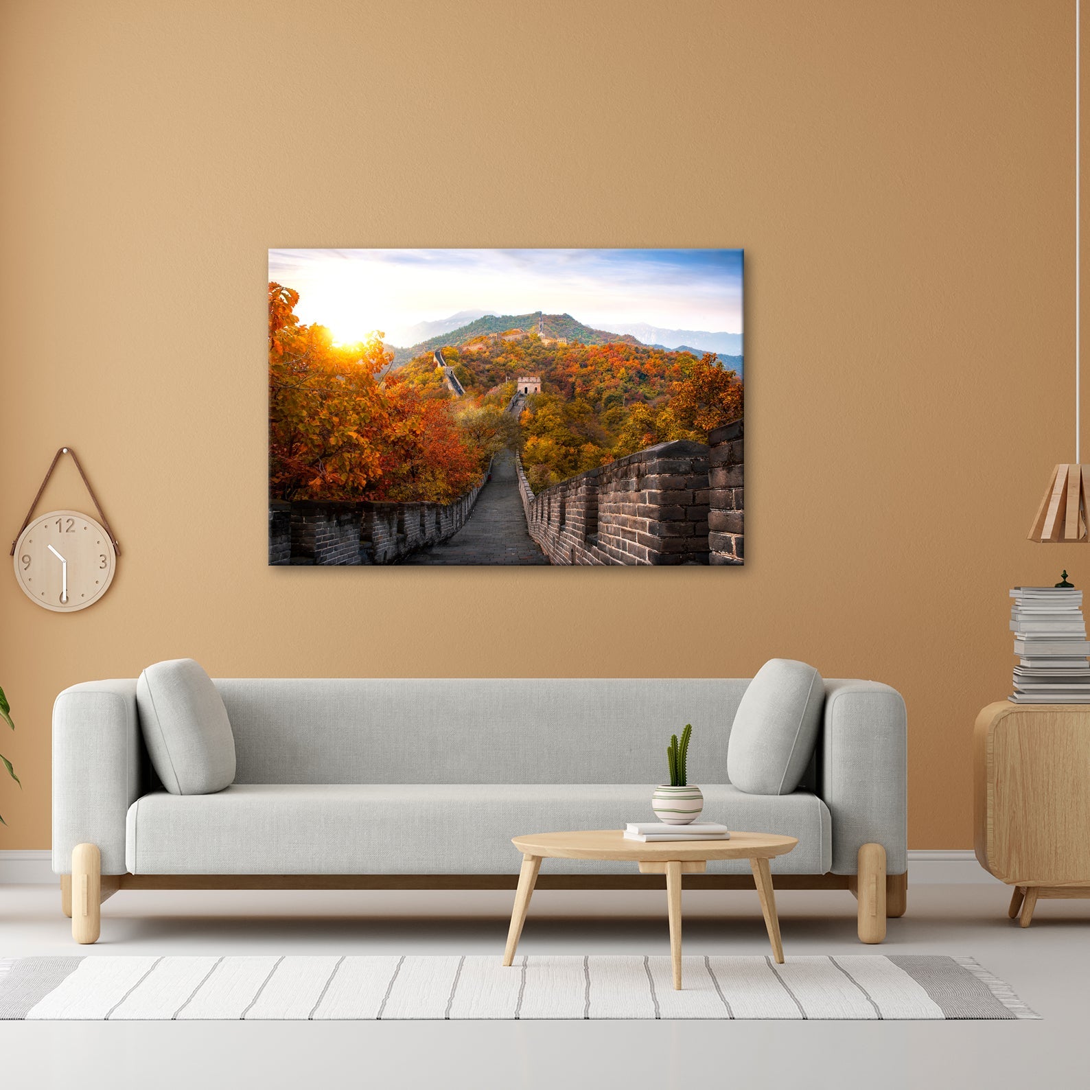 Leinwandbild Herbstglanz an der Großen Mauer – Geschichte im Farbenmeer. - deyoli